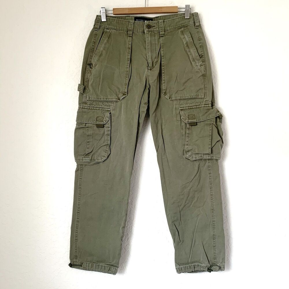 Abercrombie Fitch Pants Women‎ 29 Army Green Cargo Utility Loose Cropped Cinch